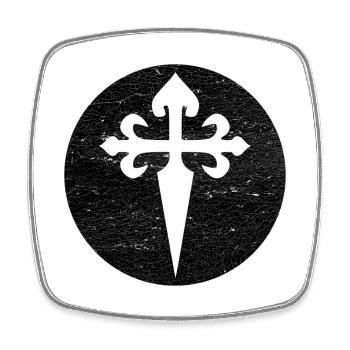 Croix de Saint-Jacques cercle noir illustration - Magnet carré - blanc - Devant