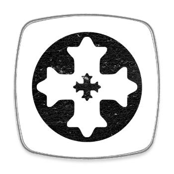 Eastern Coptic cross in black circle - Square fridge magnet - white - Front
