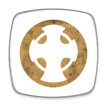 Abbildung des goldenen Kreises des Nowgorod-Kreuzes - Viereckiger Kühlschrankmagnet - Weiß - Vorne