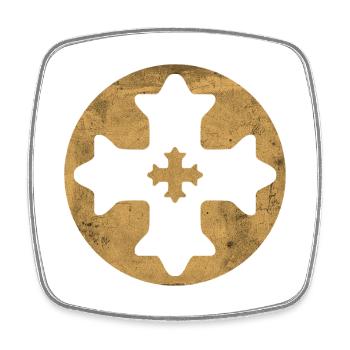 Eastern Coptic cross in golden circle - Square fridge magnet - white - Front