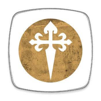 Croix de Saint-Jacques cercle doré illustration - Magnet carré - blanc - Devant