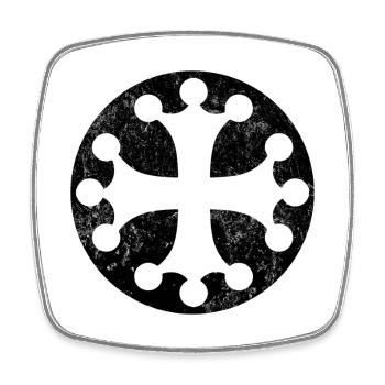 Okzitanisches Kreuz in schwarzem Kreis - Viereckiger Kühlschrankmagnet - Weiß - Vorne