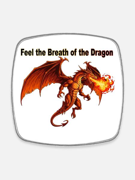 Fiery Dragon Breath Design - Square fridge magnet - white