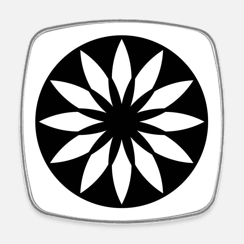 Stellar Bloom – Crop Circle Mandala - Square fridge magnet - white