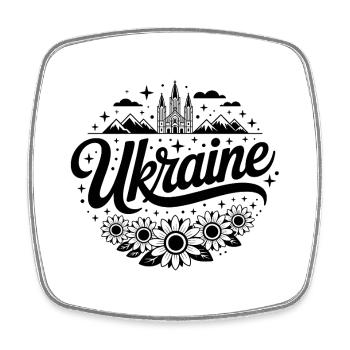 Ukraine - Souvenir Design - Viereckiger Kühlschrankmagnet - Weiß - Vorne