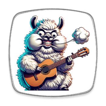 Lustiges Lama Monster Gitarre Musik Rock - Viereckiger Kühlschrankmagnet - Weiß - Vorne