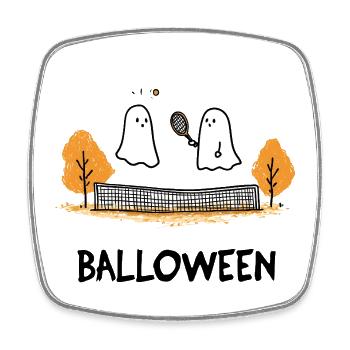 Ghost Tennis Game BALLOWEEN Halloween Ghost - Square fridge magnet - white - Front