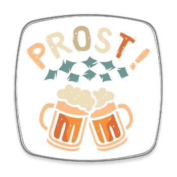 PROST! – Bavarian-style foam beer mugs - Square fridge magnet - white - Front