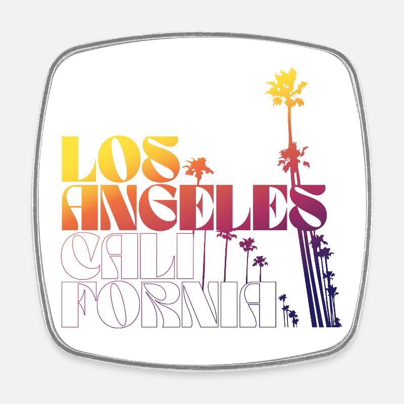 Los Angeles Sunset Palm Typography - Square fridge magnet - white