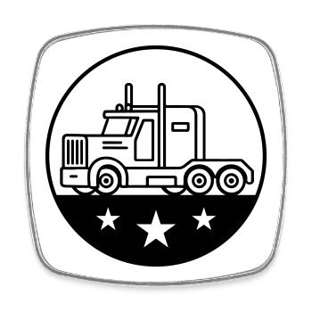 Logo du chauffeur de camion camionneur - Magnet carré - blanc - Devant