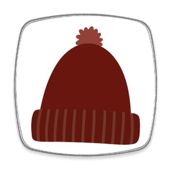 Bonnet en tricot chaud d’automne - Magnet carré - blanc - Devant