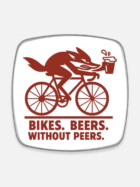 Fox on the run - Square fridge magnet - white