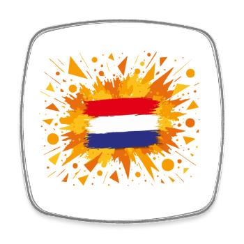 Dutch Flag with Orange Background - Square fridge magnet - white - Front