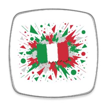 Italienische Flagge Kunstdruck - Viereckiger Kühlschrankmagnet - Weiß - Vorne