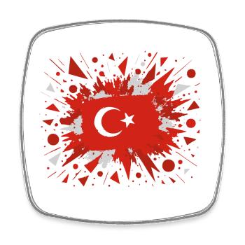 Turkish flag with Artistic Splash Rain - Square fridge magnet - white - Front