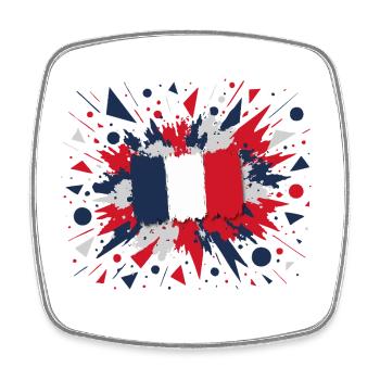 Französische Flagge Farbspritzer Design - Viereckiger Kühlschrankmagnet - Weiß - Vorne