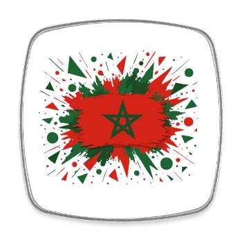 Drapeau marocain en style pinceau - Magnet carré - blanc - Devant