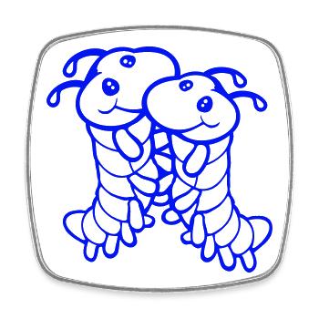 2 caterpillars cute two friends dear couple in love - Square fridge magnet - white - Front