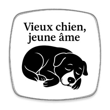 Old Dog, Young Soul Illustration - Square fridge magnet - white - Front