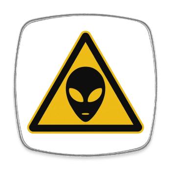 Warnschild Alien Motiv - Viereckiger Kühlschrankmagnet - Weiß - Vorne
