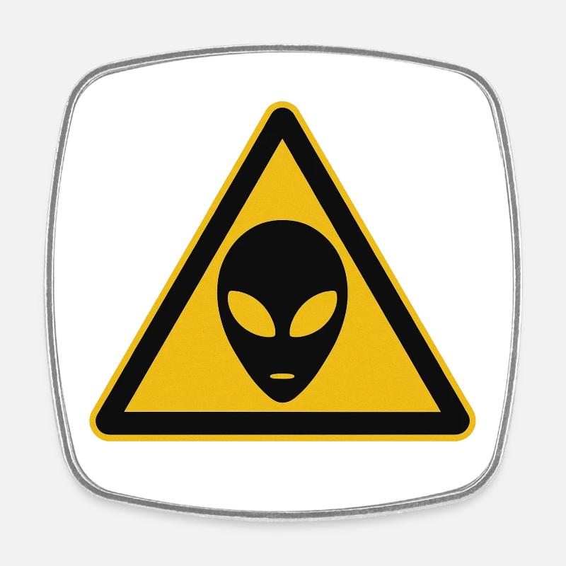 Warnschild Alien Motiv - Viereckiger Kühlschrankmagnet - Weiß
