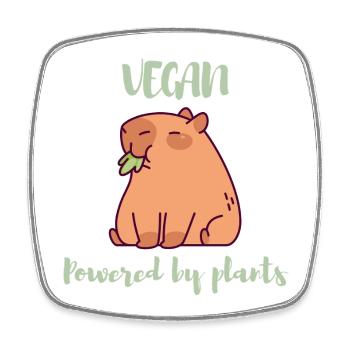 Vegan - Powered by Plants Design für Veganer - Viereckiger Kühlschrankmagnet - Weiß - Vorne