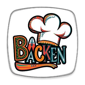 Illustration d'un chapeau de chef boulanger - Magnet carré - blanc - Devant