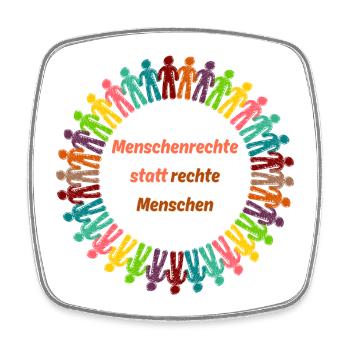 Human rights instead of right-wing people orange - Square fridge magnet - white - Front