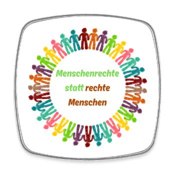 Human rights instead of right-wing people green - Square fridge magnet - white - Front