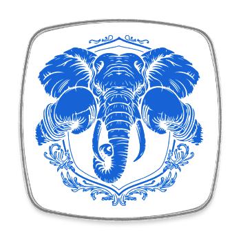 Éléphant boxeur - Magnet carré - blanc - Devant
