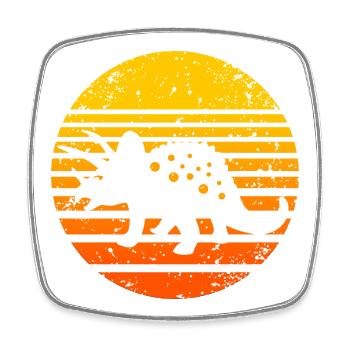 Prehistoric Dino Sunset Illustration - Viereckiger Kühlschrankmagnet - Weiß - Vorne