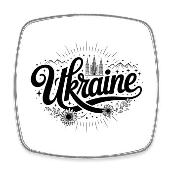 Ukraine - Souvenir Design - Viereckiger Kühlschrankmagnet - Weiß - Vorne