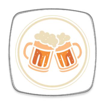 Prost Bierkrüge Emblem Cartoon Design - Viereckiger Kühlschrankmagnet - Weiß - Vorne