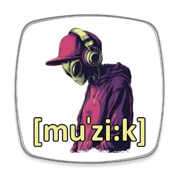 Alien Music - Viereckiger Kühlschrankmagnet - Weiß - Vorne