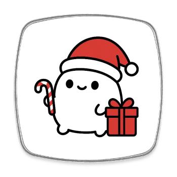 Christmas Cookie with Santa Hat - Square fridge magnet - white - Front