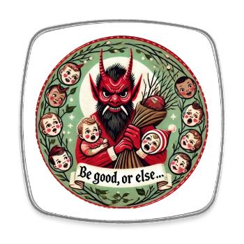 Skurrile Weihnachts-Krampus-Illustration - Viereckiger Kühlschrankmagnet - Weiß - Vorne
