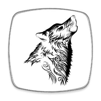 Tribal Wolf Nordic Tattoo - Square fridge magnet - white - Front
