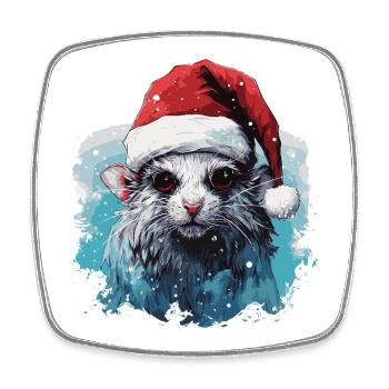 Lustige Weihnachtsratte - Viereckiger Kühlschrankmagnet - Weiß - Vorne