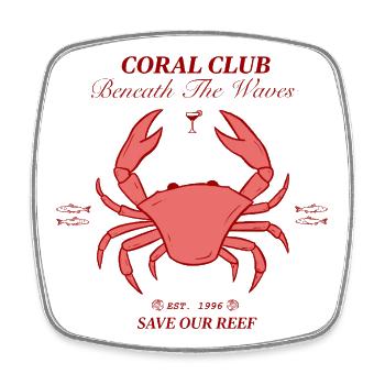 Coral Club Save Our Reef Illustration - Square fridge magnet - white - Front