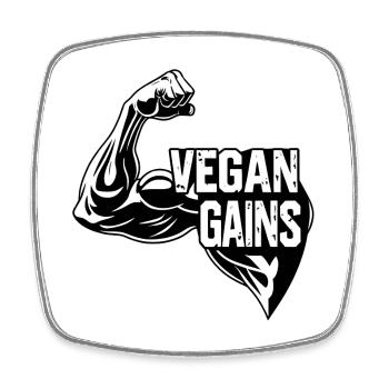Vegan Gains – Muscle Biceps Gym Fitness - Square fridge magnet - white - Front