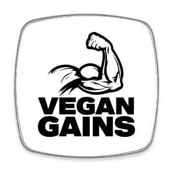 Vegan Gains – Muskel Bizeps Gym Design - Viereckiger Kühlschrankmagnet - Weiß - Vorne