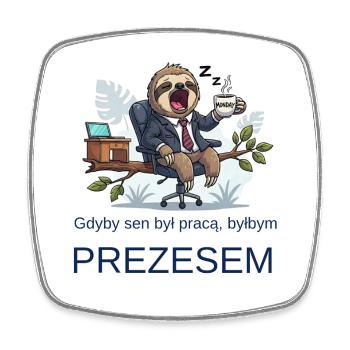 Yawning lazy sloth in the office - Square fridge magnet - white - Front