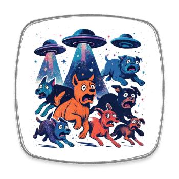 Alien UFOs UFO Galactic Dogs Beam Gift - Square fridge magnet - white - Front