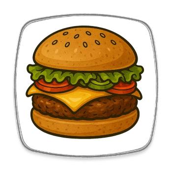 Ausdrucksstarker Burger-Design mit grünen Akzenten - Viereckiger Kühlschrankmagnet - Weiß - Vorne