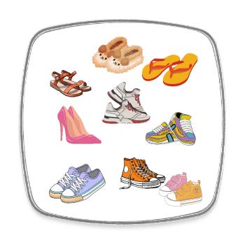 Cute Pastel Slipper and Sneaker Collection - Square fridge magnet - white - Front