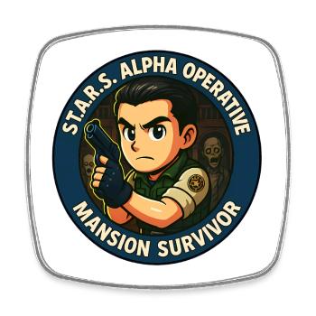 S.T.A.R.S. Alpha Operativ - Viereckiger Kühlschrankmagnet - Weiß - Vorne