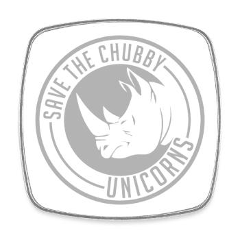 Retten Sie das Mollige Einhorn-Logo - Viereckiger Kühlschrankmagnet - Weiß - Vorne