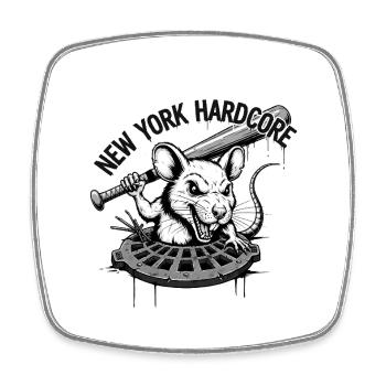 New York hardcore Ratte mit Baseballschläger - Viereckiger Kühlschrankmagnet - Weiß - Vorne