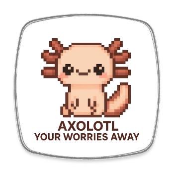 Pixelart Axolotl mit Witztext - Viereckiger Kühlschrankmagnet - Weiß - Vorne
