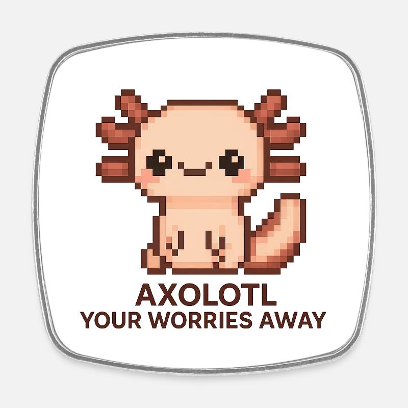 Pixel art axolotl avec texte de blague - Magnet carré - blanc